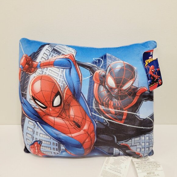 Marvel Spiderman Fabric Storage Cube Plus Miles Small Blue Red Throw Pillow Set - Picture 4 of 6
